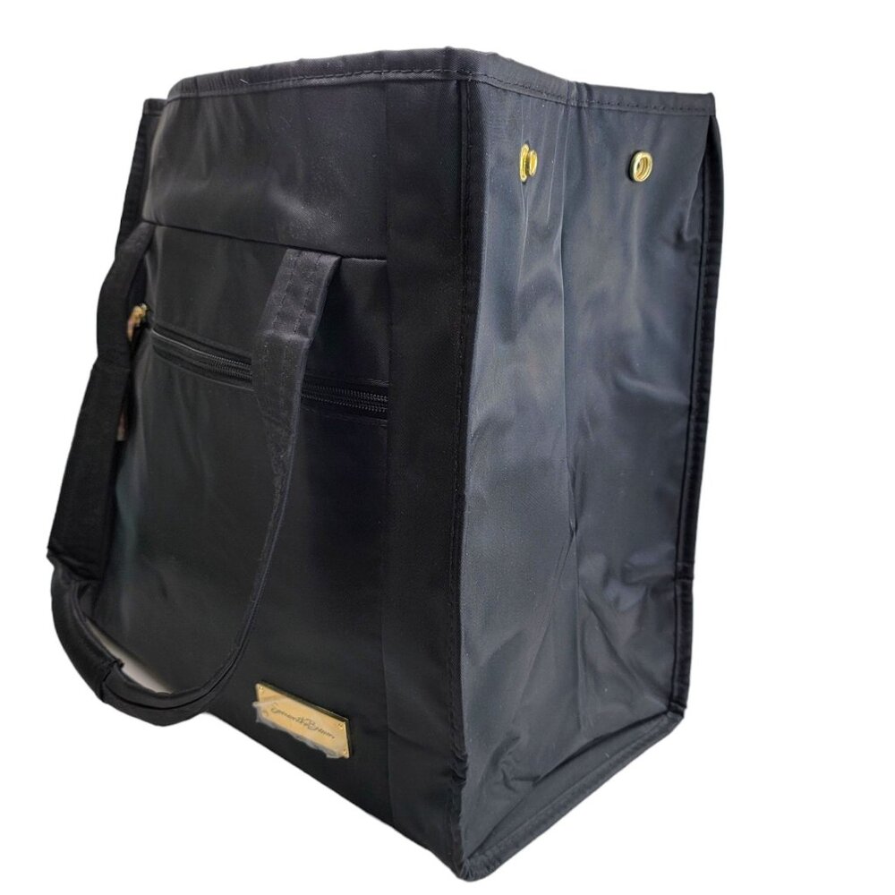 Samantha Brown Tote Purse Bag Black Nylon Travel Handbag PD033